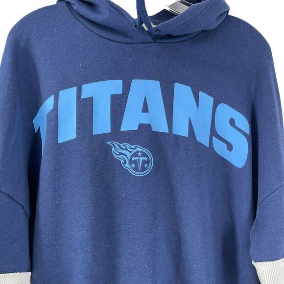 Junk Food Tennessee Titans Hoodie Blue Womens Size M Cropped Balloon Sleeve Top - Picture 3 of 9